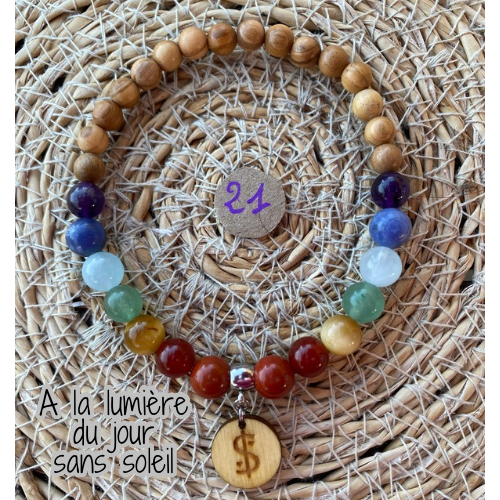 bracelet 7 chakras collection équilibre Edition limitée il était une fois sur terre perle 8 mm taille 21 cm version 2 lumière du jour