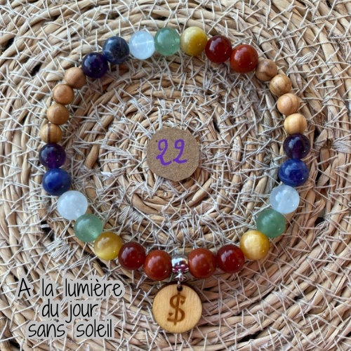 bracelet 7 chakras collection équilibre Edition limitée il était une fois sur terre perle 8 mm taille 22 cm version 2 lumière du jour