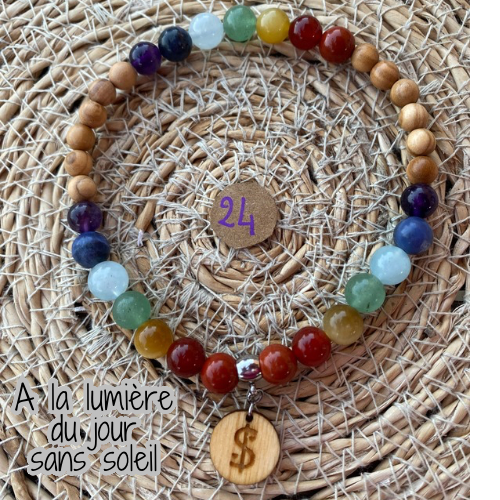 bracelet 7 chakras collection équilibre Edition limitée il était une fois sur terre perle 8 mm taille 24 cm version 2 lumière du jour