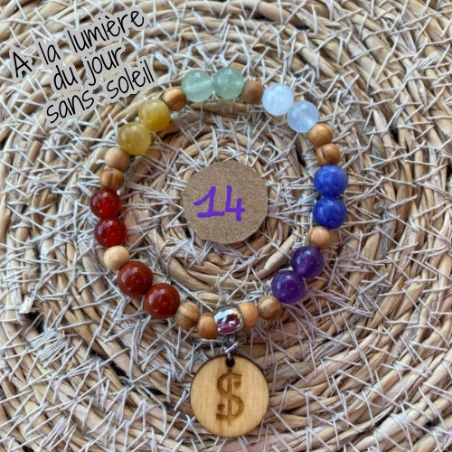 bracelet 7 chakras collection équilibre Edition limitée il était une fois sur terre perle 6mm taille 14 cm version 1 lumière du jour 