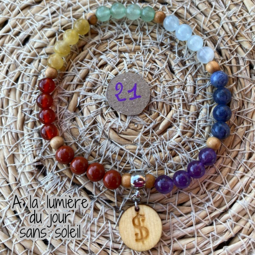 bracelet 7 chakras collection équilibre Edition limitée il était une fois sur terre perle 6mm taille 21 cm version 1 lumière du jour 