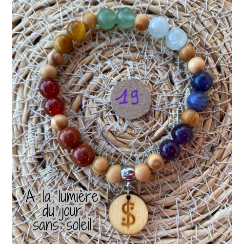 bracelet 7 chakras collection équilibre Edition limitée il était une fois sur terre perle 8 mm taille 19 cm version 1 lumière du jour 