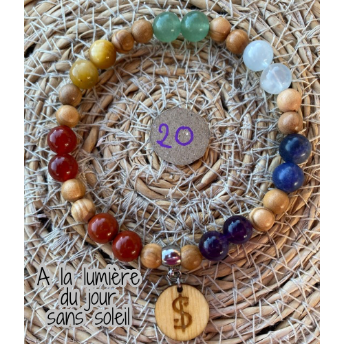 bracelet 7 chakras collection équilibre Edition limitée il était une fois sur terre perle 8 mm taille 20 cm version 1 lumière du jour 