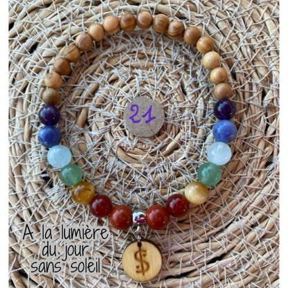 bracelet 7 chakras collection équilibre Edition limitée il était une fois sur terre perle 8 mm taille 21 cm version 2 lumière du jour 