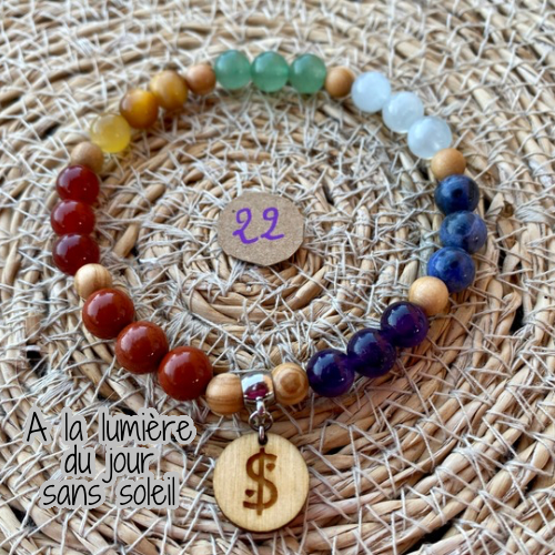 bracelet 7 chakras collection équilibre Edition limitée il était une fois sur terre perle 8 mm taille 22 cm version 1 lumière du jour 